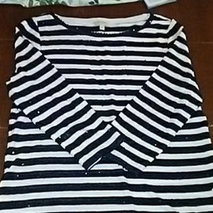 Talbots womens navy and cream sequin top